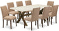 East West Furniture X727AB747-9 9 Piece Dining Set Includes a Rectangle Dining Room Table with X-Legs and 8 Light Sable Linen Fabric Upholstered Parson Chairs, 40x72 Inch, Multi-Color