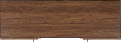 SAFAVIEH Ophelia TV Stand for up to 55" Flatscreen – Walnut, 2 Doors with Interior Storage, 2 Open Shelves, Entertainment Media Console (MED9615A)