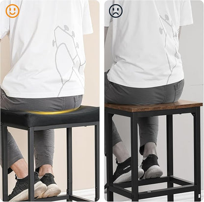 HOOBRO Bar Stools,Set of 3 Bar Chairs, Counter Height Bar Stools, Saddle Stools, Set of 3 Kitchen Stools, 24.8" Barstools, 2.4" Thick Upholstery, for Kitchen, Dining Room, Cafe, Black BB10BYP301