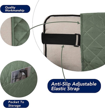 PureFit Reversible Sofa Cover Water Resistant Chair Couch Cover, Machine Washable Furniture Cover with Non-Slip Foam and Adjustable Strap for Dogs, Pets (Chair, Grayish Green/Ivory)