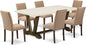 East West Furniture V727AB747-7 7 Piece Modern Dining Table Set Consist of a Rectangle Wooden Table with V-Legs and 6 Light Sable Linen Fabric Parson Dining Chairs, 40x72 Inch, Multi-Color