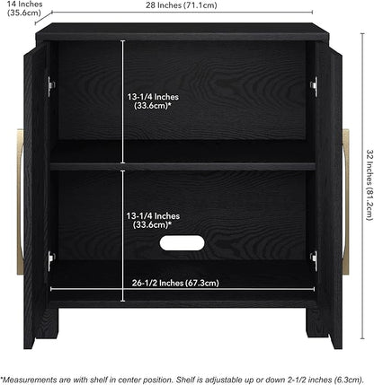 Henn&Hart 28" Wide Rectangular Accent Cabinet in Natural Black, for Home, Living Room, Bedroom, Entertainment Room, Office.