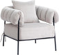 HollyHOME Modern Velvet Accent Chair, Upholstered Comfy Reading Chair, Fabric Large Lazy Arm Chair with Soft Cushion, Metal Frame Lounge Sofa Chair for Living Room, Bedroom, Balcony, Grey