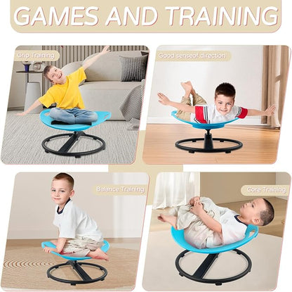 Spinning Chair for Autistic Kids with Handles, Sensory Spinning Chair for Kids, Training Body Coordination and Balance, Sit and Spin, Toys for Autism Toddlers and ADHD Children, Blue