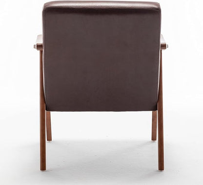 Container Furniture Direct Accent Chair with Microfiber Upholstery and Solid Wood Frame, Classic Mid-Century Modern Living Room Furniture for Extra Seating, Dark Brown