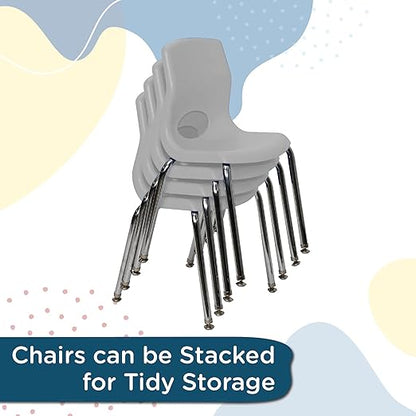 Children’s Factory, AB8010GYC, MyPosture Plus 10" H Chair, Gray with Chrome Legs, Kids Preschool, Daycare or Classroom Flexible Seating, Toddler Desk Chair