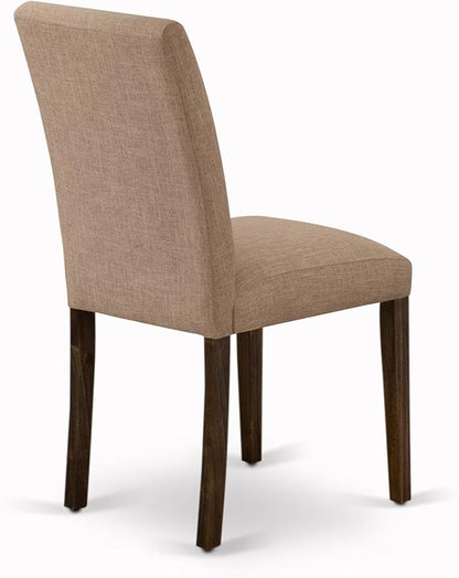 East West Furniture V777AB747-5 5 Piece Kitchen Table Set for 4 Includes a Rectangle Dining Room Table with V-Legs and 4 Light Sable Linen Fabric Upholstered Chairs, 40x72 Inch, Multi-Color