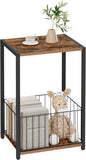 Side Table with Magazine Holder, Record Player Stand with LP Shelf, End Table for Living Room, Bedroom, or Bedside, Easy Assembly, 11" D x 16.9" W x 23.6" H, Rustic Brown