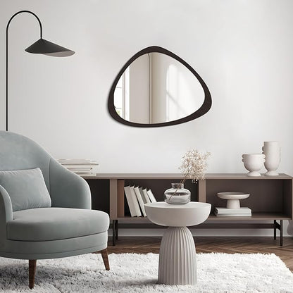 WallBeyond Asymmetrical Mirror, Irregular Wall Mirror, Wall Mirrors Decorative for Bedroom Living Room Entryway Hall, Wood Mirror for mid Century Modern Decor 25" H x 20" W, Black