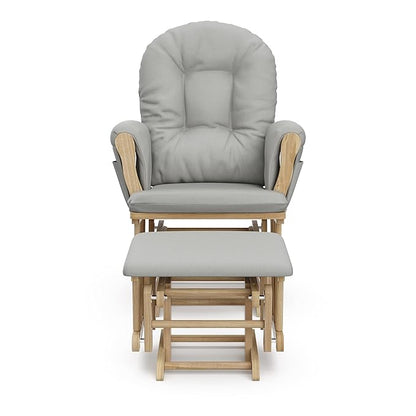 Storkcraft Premium Hoop Glider & Ottoman (Natural/Light Gray) — GREENGUARD Gold Certified Nursery Glider, Solid Wood Craftsmanship, Smooth-Gliding Nursery Chair and Ottoman, Award-Winning