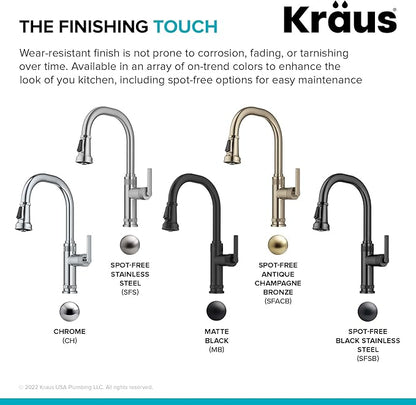KRAUS Allyn Industrial Pull-Down Single Handle Kitchen Faucet in Spot-Free Black Stainless Steel, KPF-4102SFSB