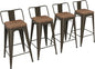 Yongchuang 24 inch Bar Stools Set of 4 Metal Counter Height Bar Stools with Wood Seat Kitchen Low Back Barstools Gunmetal