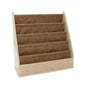 Factory Direct Partners Rustic Kid Birch Sling Book Display; Distressed Faux Leather 4-Shelf Storage for Books or Magazines; Furniture for Bedroom, Playroom, Daycare or Classroom - Pecan, 13745-321