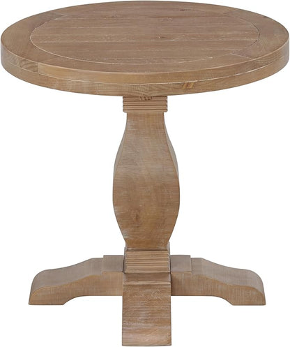 Martin Svensson Home Napa Solid Wood Pedestal End Table, Driftwood