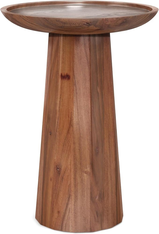 SIMPLIHOME Dayton SOLID ACACIA WOOD 13 inch Wide Round Contemporary Wooden Accent Table in Light Cognac, Fully Assembled for the Living Room and Bedroom