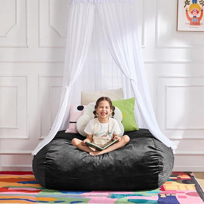 Hobestluk 3FT Bean Bag Chair Large Beanbag with Removable Cover Adult Bean Bag Chair with Portable Handle Desgin for Living Room Bedroom (Black, 3FT)