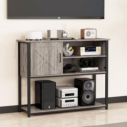 41" Console Table with Storage Cabinet, Sofa Table with Storage Shelves, Coffee Bar Table, Sofa Entryway Tables for Entry Way, Behind Couch Table for Living Room Hallway, Gery