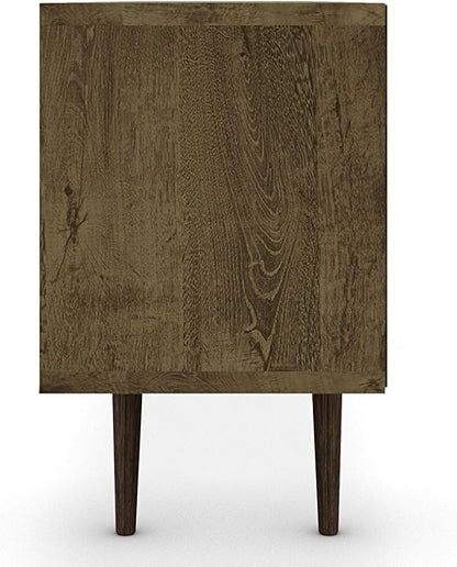 Manhattan Comfort Liberty Mid Century Modern TV Stand for Televisions up to 65 Inches, Bedroom and Living Room Entertainment Center with Storage, Shelves, and Cabinet, 71" Wide, Rustic Brown/White