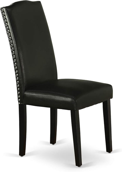 East West Furniture LGEN5-BLK-69 5 Piece Dining Table Set Includes a Rectangle Dining Room Table with Butterfly Leaf and 4 Black Faux Leather Parsons Chairs, 42x84 Inch, Black