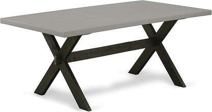 East West Furniture X697EL635-5 5 Piece Dining Set Includes a Rectangle Dining Room Table with X-Legs and 4 Doeskin Linen Fabric Upholstered Parson Chairs, 40x72 Inch, Multi-Color