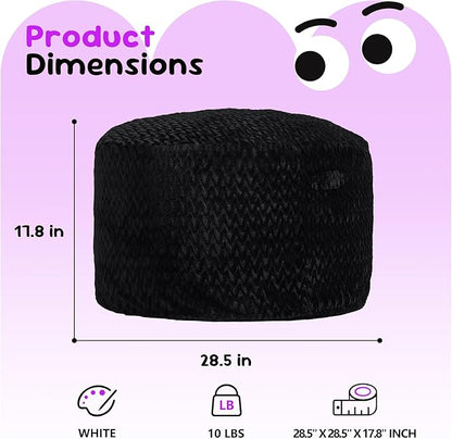 Hobestluk Bean Bag Chairs 2.5FT Bean Bag Chair with Memory Foam Filled & Chevron Plush Fur Cover Small Bean Bag Chairs for Playroom, Living Room, Bedroom (Black)