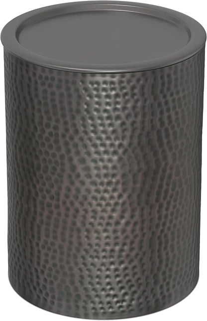 SIMPLIHOME Corbin 16 inch Wide Metal Side Table in Hammered Antique Copper, Round Drum Design End Table for Living Room, Family Room, or Entryway, Industrial Style, Assembled