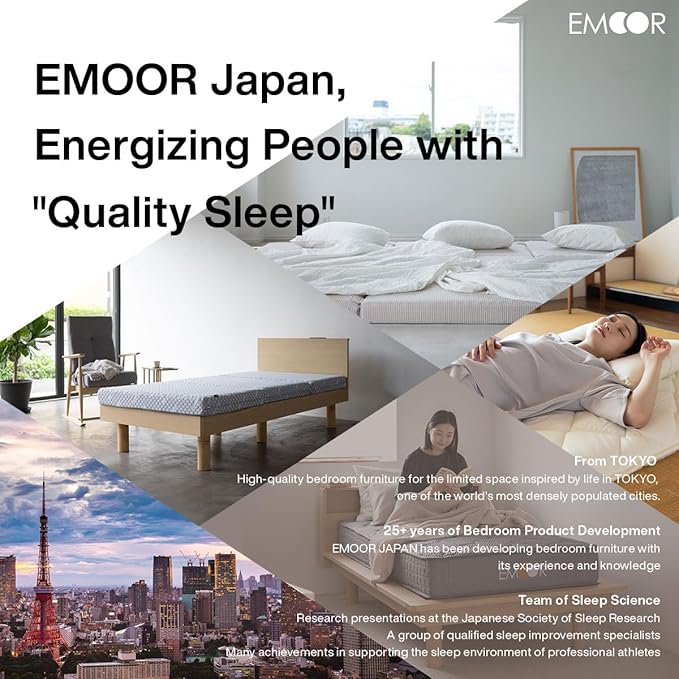 EMOOR Japanese Padded Futon Mattress Machi Full Gray, Gusset Foldable Storable Elastic Bands Floor Sleeping Guest Bed Tatami Mat