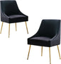 Modern Velvet Dining Chairs Set of 2, Contemporary Upholstered Furniture Collection with Polished Gold Metal Legs, Elegant Accent Chairs for Kitchen Living Room(Black)