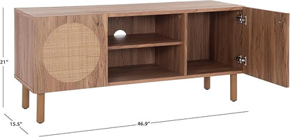 SAFAVIEH Home Collection Ophelia Oak Brown 2-Door 2-Shelf Entertainment Media Stand (Fits up to a 50" Flatscreen TV)