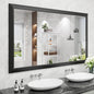 Amorho Black Bathroom Mirror, 60X36 Inch Thick Metal Framed Wall Mirrors for Over 2 Sinks, Bedroom, Living Room, Entryway, Large Rectangle Wall-Mounted Mirrors.
