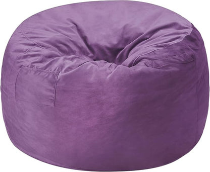 Homguava 3FT Bean Bag Chair: 3' Bean Bags with Memory Foam Filled, Large Beanbag Chairs Soft Sofa with Dutch Velvet Cover-Purple