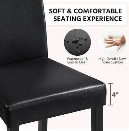 Yaheetech Dining Chairs Set of 6 Faux Leather Modern Dining Room Chairs with Rubberwood Legs and Padded Seat for Kitchen/Living Room/Restaurant, Black