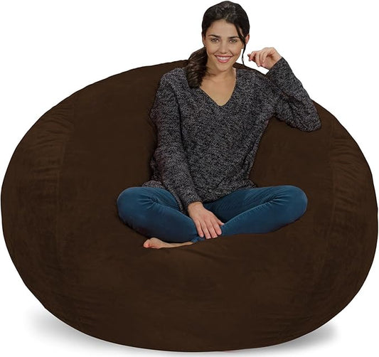 Chill Sack Bean Bag Chair: Giant 5' Memory Foam Furniture Bean Bag - Big Sofa with Soft Micro Fiber Cover - Ultrafur Brown