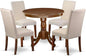 East West Furniture ANDR5-MAH-01 5 Piece Kitchen Table & Chairs Set Includes a Round Dining Room Table with Pedestal and 4 Cream Linen Fabric Parson Dining Chairs, 36x36 Inch, Mahogany
