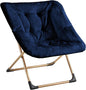Comfy Oversized Saucer Chair, Soft Faux Fur Reading Lounge Chair for Adults, Stable X-Large Metal Frame and Non-Slip Pad, Foldable Cozy Chairs for Bedroom, Living Room, Dorm, Office, Blue