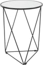 HomePop Metal Accent Table Triangle Base Round Mirror Top, Black, 18D x 18W x 24H