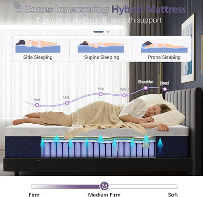King Mattresses, 12 Inch Hybrid King Mattress in a Box, Memory Foam and Individual Pocket Spring Breathable Comfort for Sleep Supportive and Pressure Relief, CertiPUR-US, 80"*76"*12"