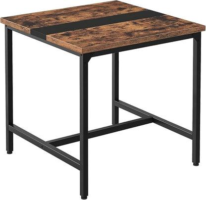 Square Kitchen Dining Table, 29.5'' Dining Table, Small Dining Tables, Writing Desk, Coffee Tables, for Restaurant, Living Room, Apartment, Rustic Brown and Black TCZ02BF
