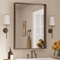 Keonjinn 22 x 30 in Brushed Bronze Framed Mirror for Bathroom, Bronze Vanity Mirrors for Over Sink, Square Corner, Modern Farmhouse Style, Aluminum Alloy Frame(Horizontal/Vertical)