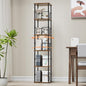 5 Tier Square Rotating Bookshelf, 360 ° Display Stackable Spinning Bookshelf Tower, Space Saving Tall Floor Standing Swivel Bookcase Corner Storage Organizer for Living Room, Rustic Brown, Small Size