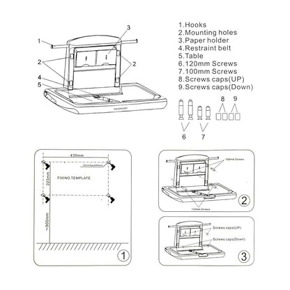 Fold-Down Baby Changing Diaper Station - Horizontal Wall Mounted, Sturdy & Durable with Safety Straps for Commercial Bathrooms(1 White Granite)