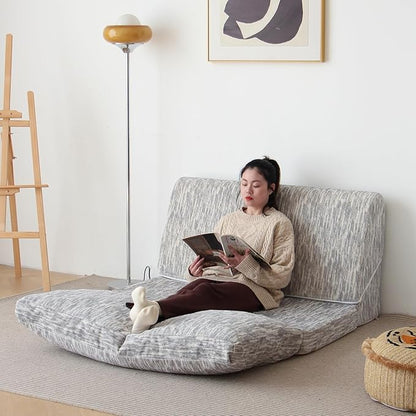 N&V Folding Chainse Lounger Bean Sofa, Foam Filling Folding Matress Sofa, Includes Removable and Machine Washable Cover, Soft Premium Faux Fur, White