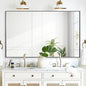 30x48 Inch Black Bathroom Mirror for Wall, Aluminum Frame Rectangle Rectangular Vanity Mirror, Modern Large for Bedroom, Living Room, Horizontal or Vertical