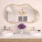 WEER Irregular Wall Mirror, 26x46 inch Gold Asymmetrical Mirror Wall Mounted Mirrors Decorative, Abstract Wavy Aluminum Alloy Frame Mirror for Bathroom, Bedroom, Living Room, Entryway