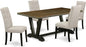 East West Furniture V677EL635-5 5 Piece Modern Dining Table Set Includes a Rectangle Wooden Table with V-Legs and 4 Doeskin Linen Fabric Upholstered Chairs, 40x72 Inch, Multi-Color