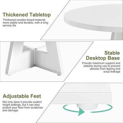 NicBex 47-Inch Round Dining Table for 4, Farmhouse Dinner Table Small Farmhouse Kitchen Tables with Wood Pedestal Base for Dining Room, Kitchen, Living Room, White