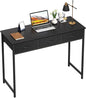 WOHOMO Computer Desk with Drawers, 39.3 Inch Bedroom Desk with Storage, Home Office Desk for Room Spaces, Modern Work Writing Study Tables, Black