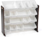 Humble Crew Supersized Toy Storage Organizer with 16 Removable Bins, Espresso/White – Large Toy Storage for Toddlers Ideal for Kids' Rooms, Playrooms, and Nurseries - Modern Toy Bins for Kids