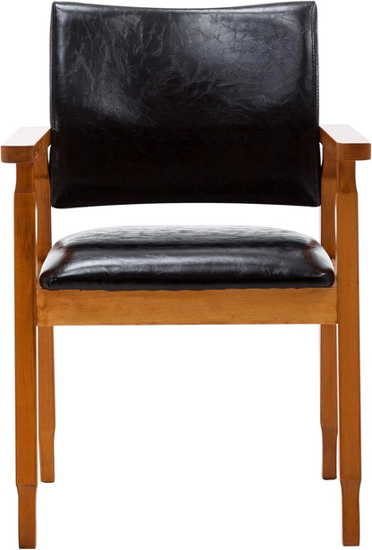 NOBPEINT Mid-Century Dining Side Chair with Faux Leather Seat in Black, Arm Chair in Walnut