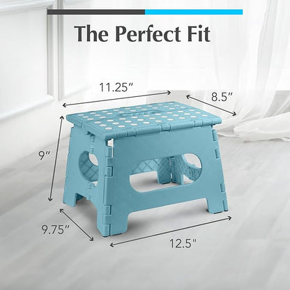 Handy Laundry Folding Lightweight Step Stool - Sturdy Enough to Support Adults and Safe Enough for Kids - Opens Easy with One Flip - Great for Kitchen, Bathroom or Bedroom (Teal | 2-Pack)